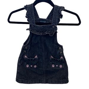 Cynthia Rowley Black Denim Kids Overalls Dress with Cat Pockets. Size 3T.